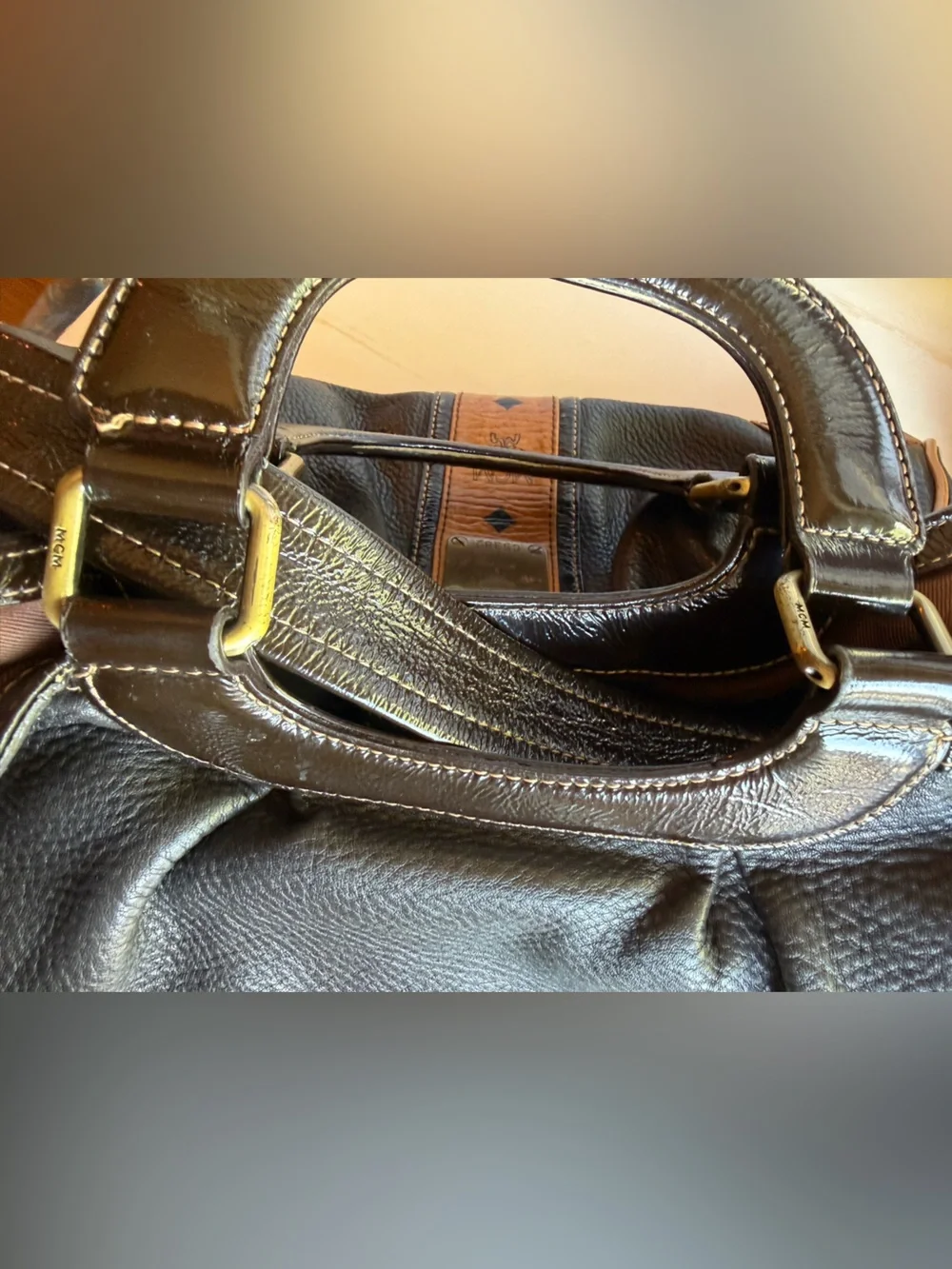 Vintage MCM mixed media satchel